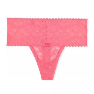 NWT Victoria's Secret "Pink" Coral Lace Thong Size M